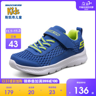 SKECHERS 斯凯奇 2020夏季新款男童魔术贴运动鞋 400045L 黑色/红色/BKRD 27.5