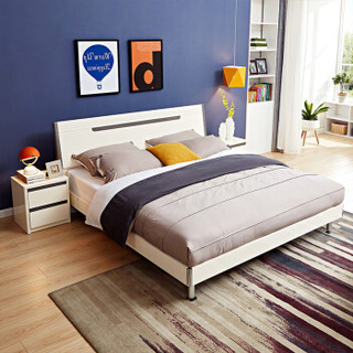 QuanU 全友 现代简约卧室家具组合 1.5/1.8m（床+床垫+床头柜*2）