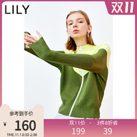 LILY2020新款女装拼色拉链薄款针织开衫休闲宽松短外套