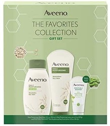 Aveeno 日常保湿沐浴露，含舒缓燕麦，乳白色淋浴凝胶，不含皂和染料，淡香味，18 液体。 盎司 Gift Set