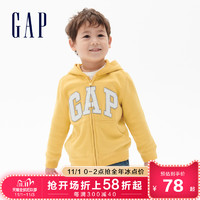 Gap男幼童女幼童LOGO抓绒卫衣秋冬190545 E 儿童运动开衫童装外套 荧光绿 80cm