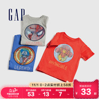 Gap男幼童纯棉短袖T恤夏季548758 2020新款漫威联名童装儿童衣服