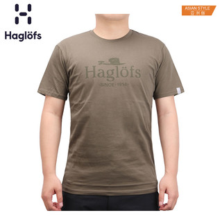 Haglofs火柴棍男款户外休闲图案棉质短袖T恤603992 亚版 3NU 灰白色/深灰色 L