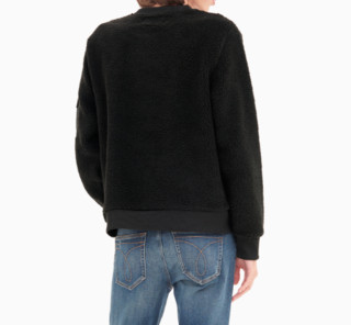 Calvin Klein 卡尔文·克莱 男士纯色圆领毛绒套头卫衣J316547 黑色M
