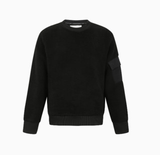 Calvin Klein 卡尔文·克莱 男士纯色圆领毛绒套头卫衣J316547 黑色M