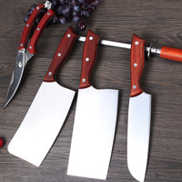 德帅红木柄七件套厨房家用商用斩切刀菜刀厨师刀水果刀剪刀