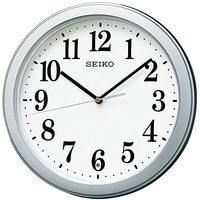 SEIKO 精工 挂钟 02：银色金属机身 尺寸：直径28 x 4.8 cm 模拟 无线电波 小巧尺寸 无价格标签 BC404S