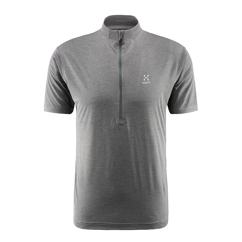 HAGLOFS 火柴棍 Nordryggen SS Zip Tee Men 亚版 男士运动T恤 603887-3GJ 深灰色 S