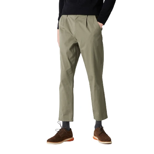 西雅衣家 C&A 男士纯色直筒中腰休闲长裤200230291 深棕35