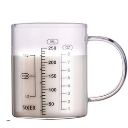 LEBRRY 玻璃牛奶杯儿童刻度杯微波加热毫升有盖 160ml