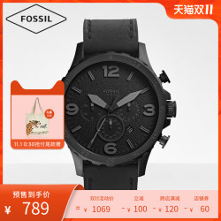 Fossil化石欧美休闲酷黑暗夜炫酷多功能石英腕表男表