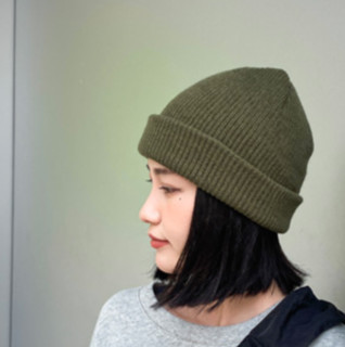 心秀 纯色针织保暖护耳圆顶毛线帽M20252 军绿色