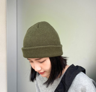 心秀 纯色针织保暖护耳圆顶毛线帽M20252 军绿色