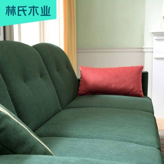 林氏木业美式墨绿色家具小户型客厅现代简约三人布艺沙发床【米白色】RAF1K沙发 三人