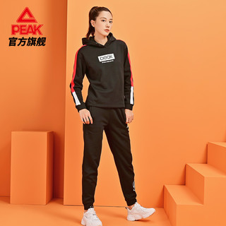 匹克套头卫衣女2020冬季新款时尚加绒保暖印花运动服休闲服上衣女