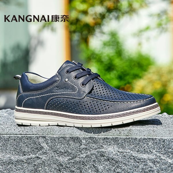 商品康奈男鞋夏季男士镂空透气休闲鞋透气舒适冲孔鞋百搭韩版潮流皮鞋