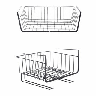 百露创意厨房橱柜下挂篮桌下隔板收纳架储物架衣柜挂架收纳篮整理架 橱柜收纳篮