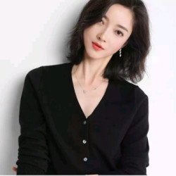 悠雅漫(YOUYAMAN)开衫女款外搭v领款宽松百搭经典针织长袖毛衣韩版毛衫外套