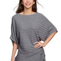 Gap 盖璞 女士慵懒宽松圆领蝙蝠袖针织衫350292 深青灰色XXS