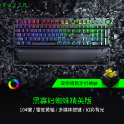 雷蛇(Razer)黑寡妇蜘蛛精英版 机械键盘 有线键盘 游戏键盘 104键 RGB 电竞 黑色 黄轴 有腕托