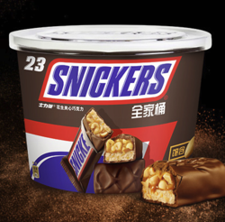 SNICKERS 士力架 花生牛奶夹心巧克力460g*1桶全家桶年货