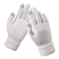 迈乐佳（MALEEJIA）新款男女士秋冬季保暖手套 白色