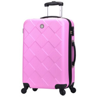博兿（BOYI）拉杆箱男女万向轮旅行箱26英寸行李箱 ABS钻石纹系列 BY62003粉红色