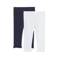 H&M 女童七分打底裤2件装 0379360 白色/深蓝色 95cm(90/52)