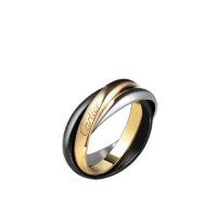 Cartier 卡地亚 TRINITY系列 B4235600 中性黄金白金黑陶瓷戒指 45
