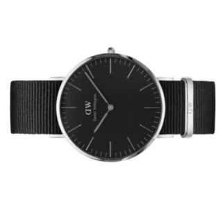 Daniel Wellington 丹尼尔惠灵顿 Classic系列 情侣石英对表 DW00100151 36mm女表/DW00100149 40mm男表 黑盘 黑色织纹带 圆形