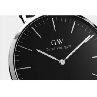 Daniel Wellington 丹尼尔惠灵顿 Classic系列 情侣石英对表 DW00100151 36mm女表/DW00100149 40mm男表 黑盘 黑色织纹带 圆形