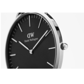 Daniel Wellington 丹尼尔惠灵顿 Classic系列 情侣石英对表 DW00100151 36mm女表/DW00100149 40mm男表 黑盘 黑色织纹带 圆形