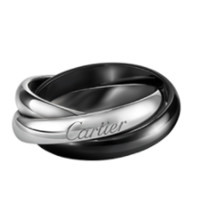 Cartier 卡地亚 TRINITY系列 B4095600 男士18K白金黑色陶瓷戒指 60