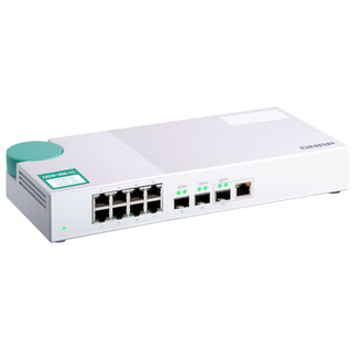 QNAP威联通QSW-308-1C 入门万兆交换机 3口万兆10GbE SFP+光纤端口 (1 个为 SFP+ / RJ45 复合端口) +8口千兆