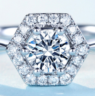 zocai 佐卡伊珠宝 w80130t 女士巢18k白金六边形群镶钻石戒指 si h (7