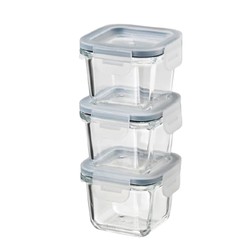 IKEA 宜家 365+ 附盖食品盒 玻璃 正方形 180ml*3件