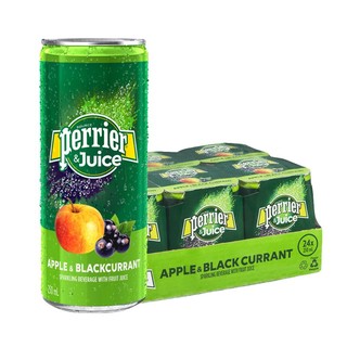 Perrier 巴黎水 含气苹果黑加仑 果汁饮料 250ml*24罐