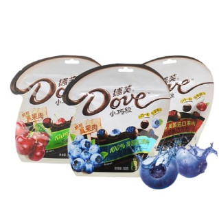 商品dove德芙小巧粒巧克力组合装300g蔓越莓100g蓝莓100g车厘子100g