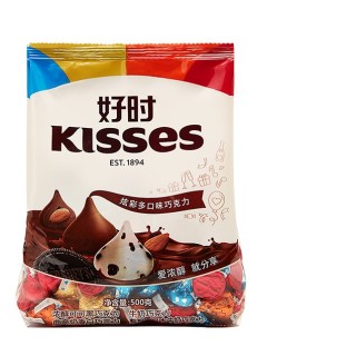 HERSHEY\'S 好时 KISSES 巧克力组合装 (黑巧克力+巴旦木巧克力+ 牛奶巧克力+曲奇奶香白巧克力) 500g