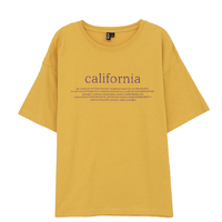 HSTYLE 韩都衣舍 女士纯棉宽松圆领短袖T恤EQ12722 黄色S