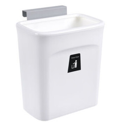 画极（HUAJI）挂壁式厨房垃圾桶家用厨柜门带盖分类收纳筒可悬挂拉盖滑盖垃圾筒 白色无盖(+挂钩)