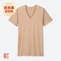 男装 HEATTECH V领T恤(短袖)(温暖内衣) 408108