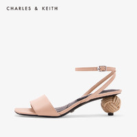 CHARLES＆KEITH凉鞋SL1-60920010麻绳球形跟饰女士方头凉鞋 *2件