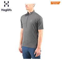 Haglofs火柴棍户外男款拉链立领快干短袖T恤603887 亚版（S、3GF 浅灰色）
