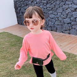 纽豆宝宝长袖面膜T恤2020春装新款儿童韩版纯色打底衫女童洋气上衣潮