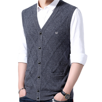 恒源祥 男士针织无袖开衫马甲9067 中灰M