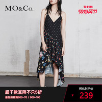 MOCO春季新品吊带不规则裙摆拼接碎花连衣裙MA181DRS130 *2件