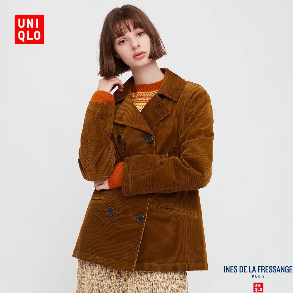 uniqlo 优衣库 uq432122000 女装灯芯绒双排扣大衣
