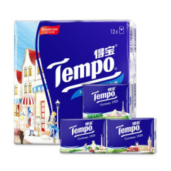 Tempo 得宝 印花手帕纸 4层*7片*24包(210*210mm) *3件