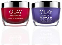 OLAY 玉兰油 日夜力量情侣套装 Regenerist 视黄醇 24 晚霜保湿霜 含视黄醇和新生 3 点*面霜 含透明质酸